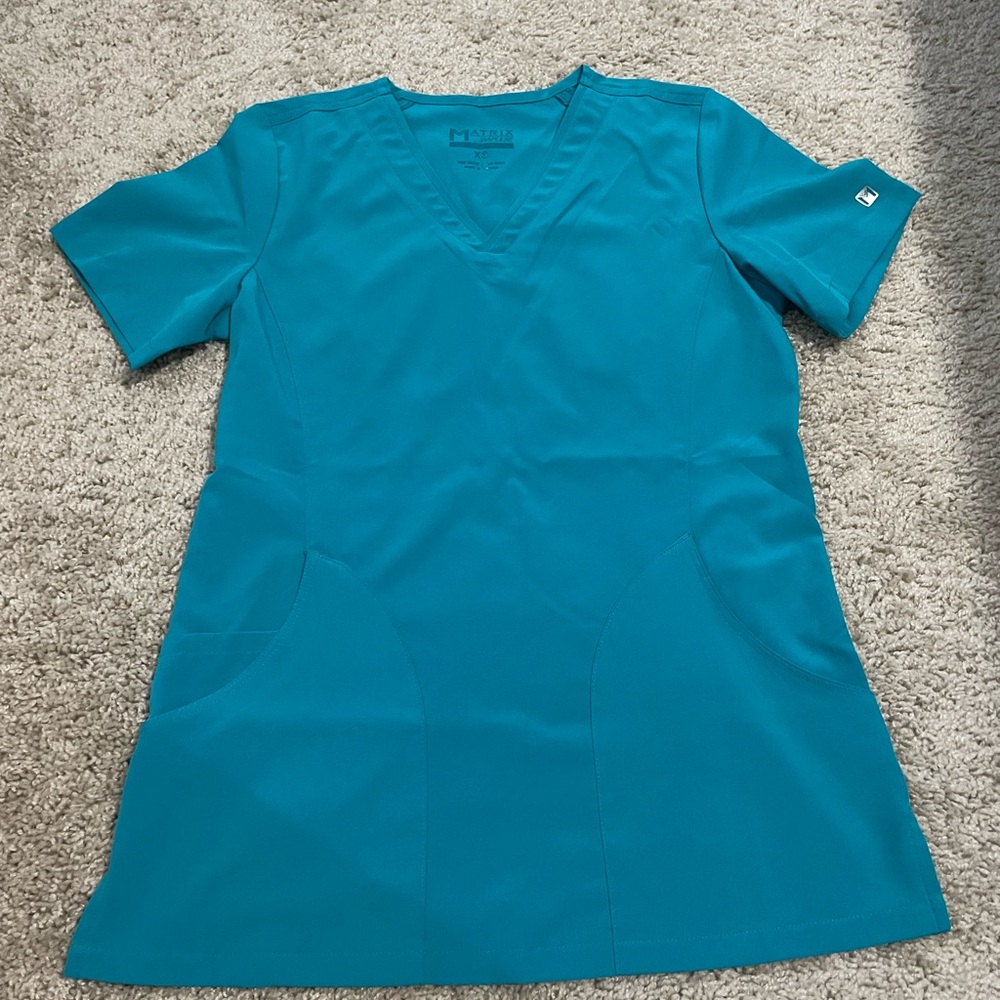 Teal V-Neck Scrub Top